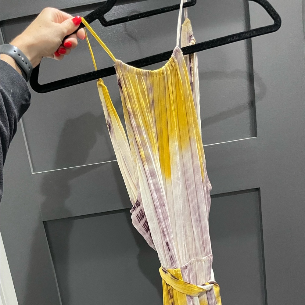 Yellow and purple maxi with waist tie
